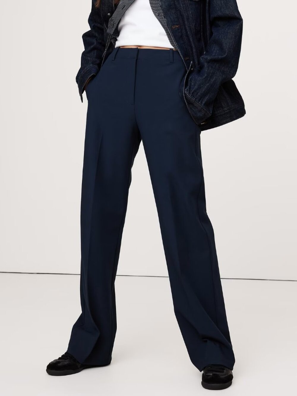 NWT! Banana Republic Navy Blue High-Rise Modern Straight Refined Trouser Pant 6P